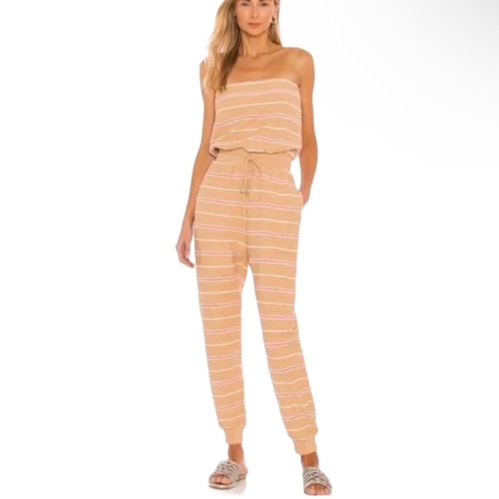 Revolve L Space sunrise striped north Shore strapless jumper jumpsuit medium